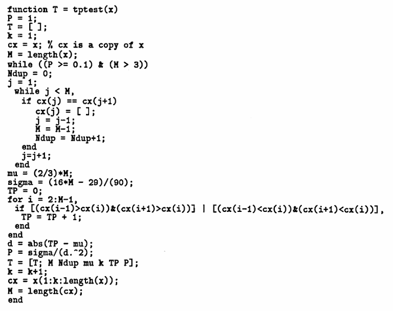 the function tptest