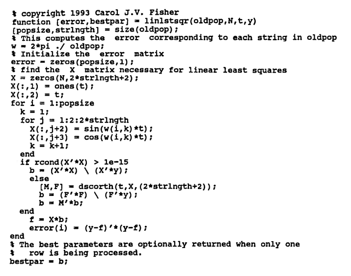 the MATLAB function: linlstsqr