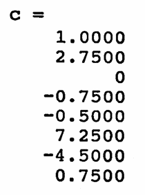 Example: solving for the spline coefficients