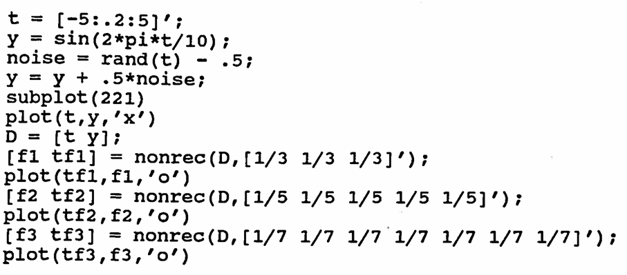 Example: applying three different smoothing filters