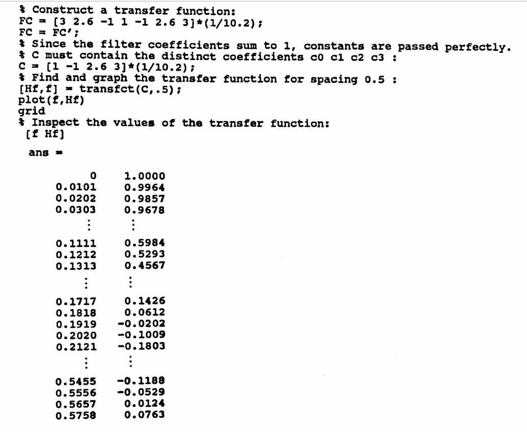 MATLAB example: using transfct