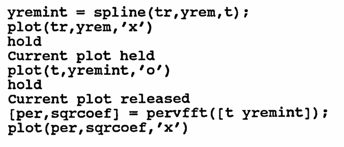 spline interpolation; get periodogram