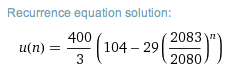 recurrence equation solution