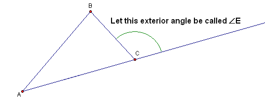an exterior angle at vertex C