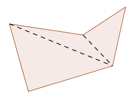 summing interior angles in a non-convex polygon
