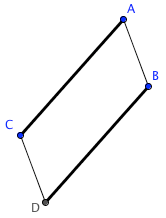 a parallelogram; one pair of opposite sides are both parallel and equal