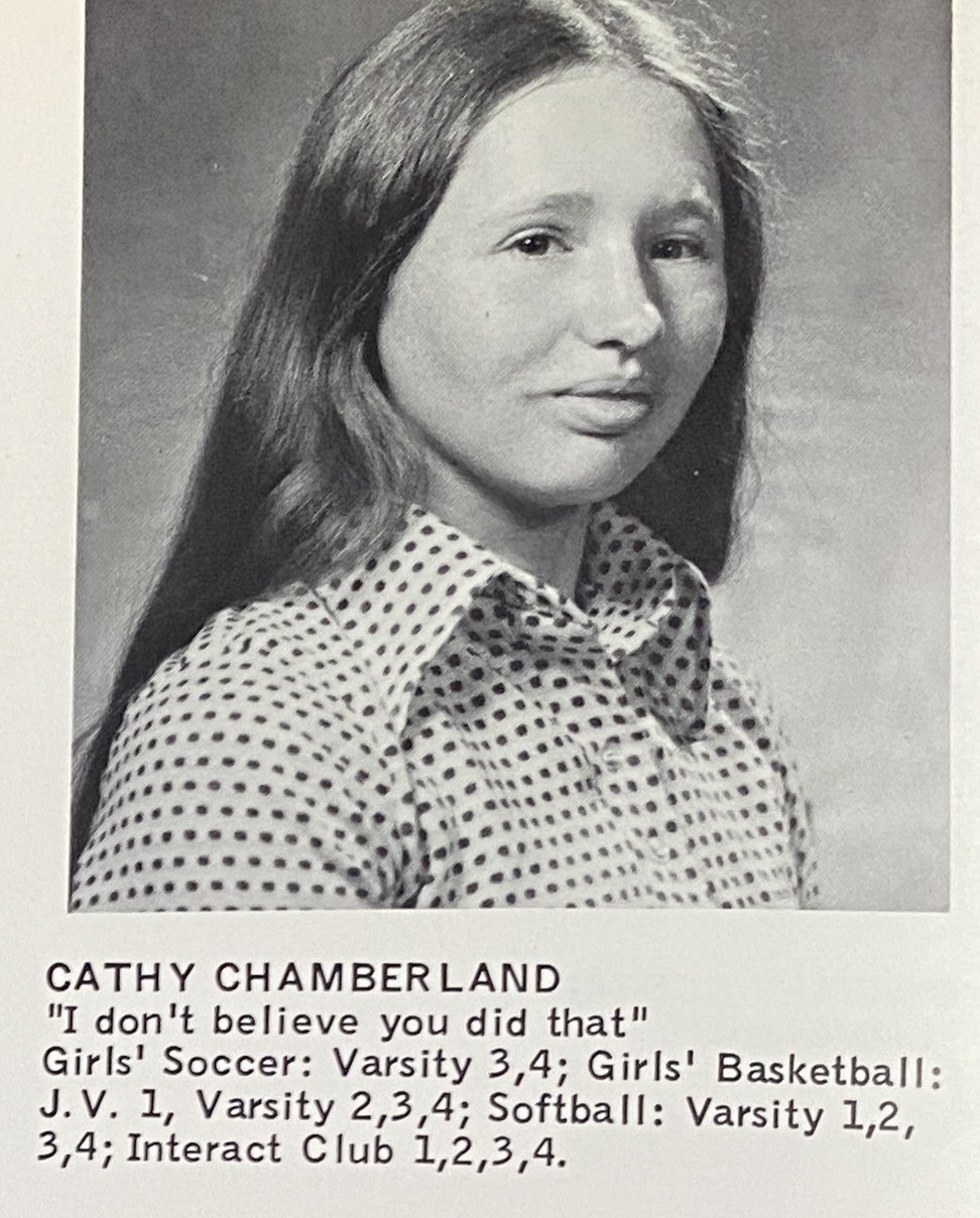 Cathy Chamberlain in the 1976 Monument Mountain Regional High School yearbook