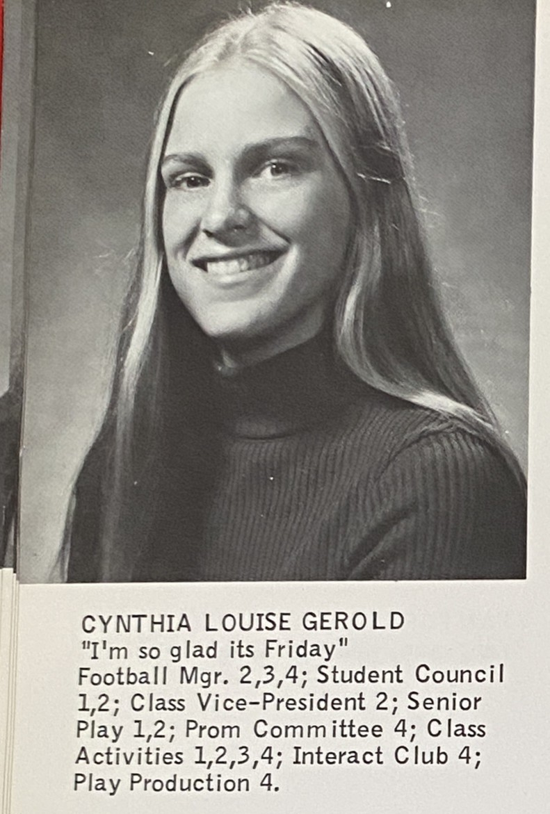 Cindy Gerald in the 1976 Monument Mountain Regional High School yearbook