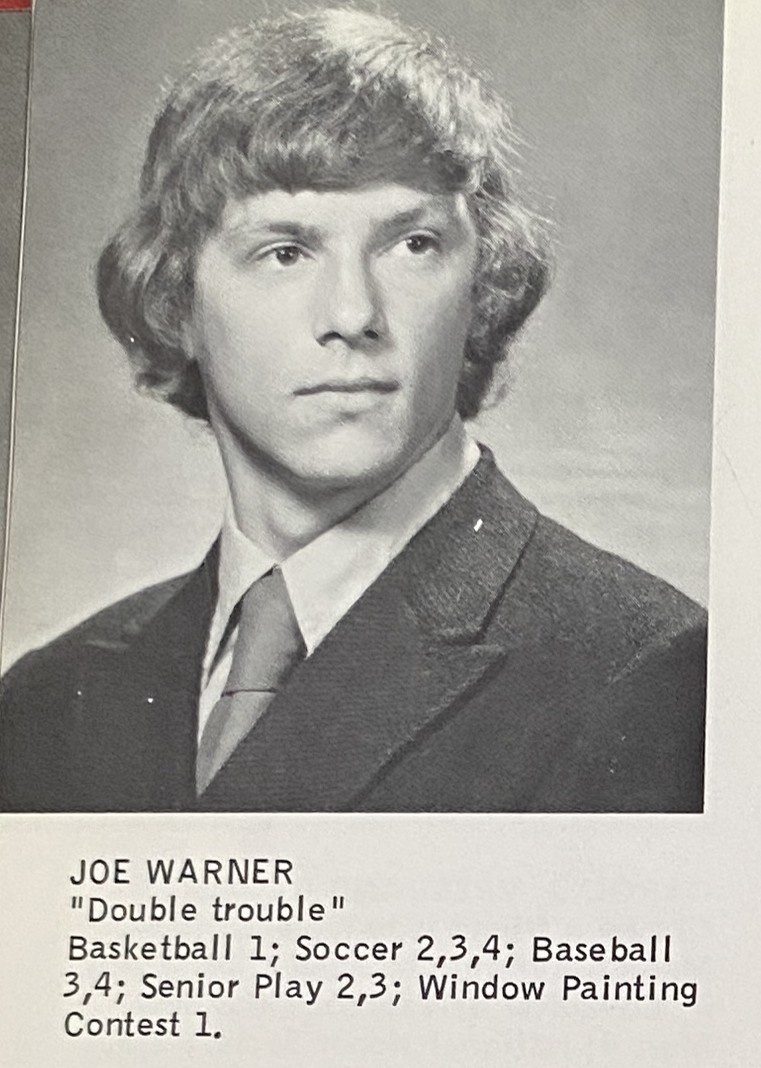 Joe Warner in the 1976 Monument Mountain Regional High School yearbook