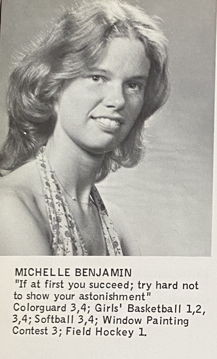 Michelle Benjamin in the 1976 Monument Mountain Regional High School yearbook