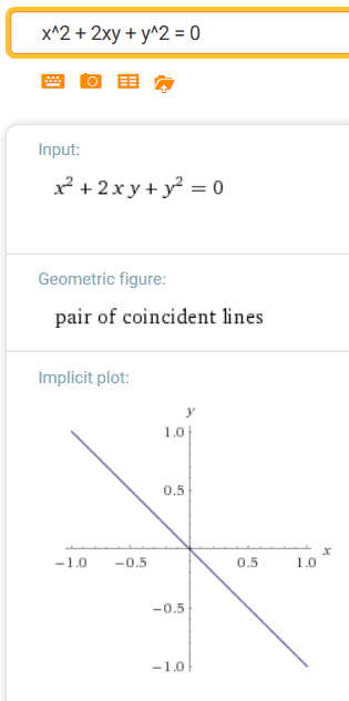 a pair of coincident lines at WolframAlpha