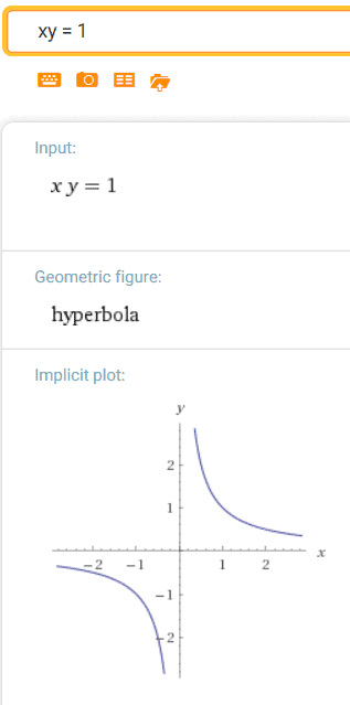 a hyperbola at WolframAlpha