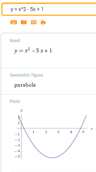 a parabola at WolframAlpha