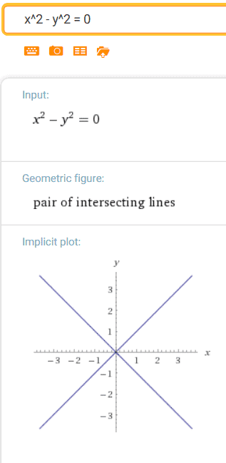 a pair of intersecting lines at WolframAlpha