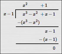 a polynomial division problem with remainder of zero