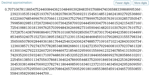 decimal expansion of sqrt(2)/2